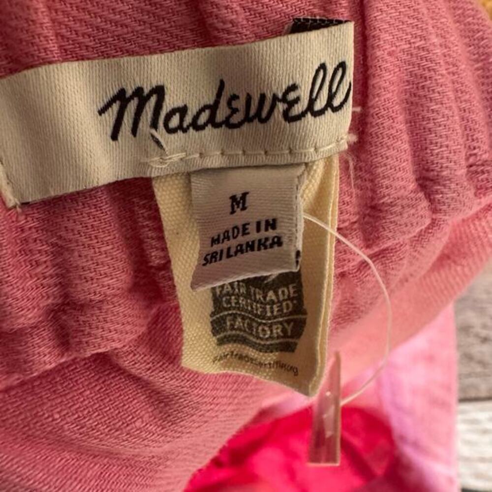Madewell Shorts Clean Pull-On in Linen-Cotton Pink Medium Summer Casual Classic - Picture 3 of 5